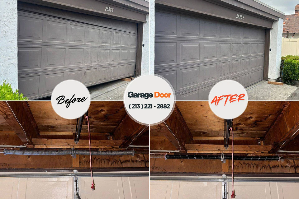 Before and after: garage door repair Shenandoah, LA